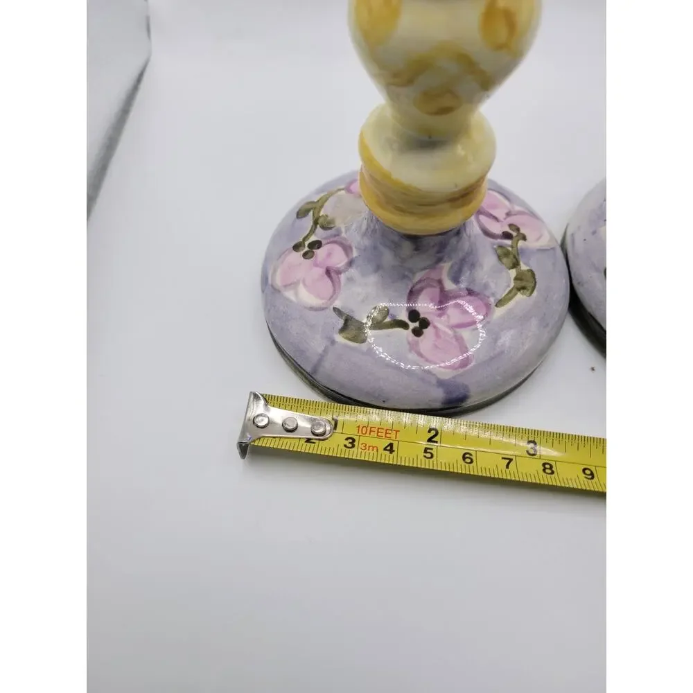 Handmade Pottery Candle Holders Pair